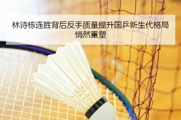 林诗栋连胜背后反手质量提升国乒新生代格局悄然重塑